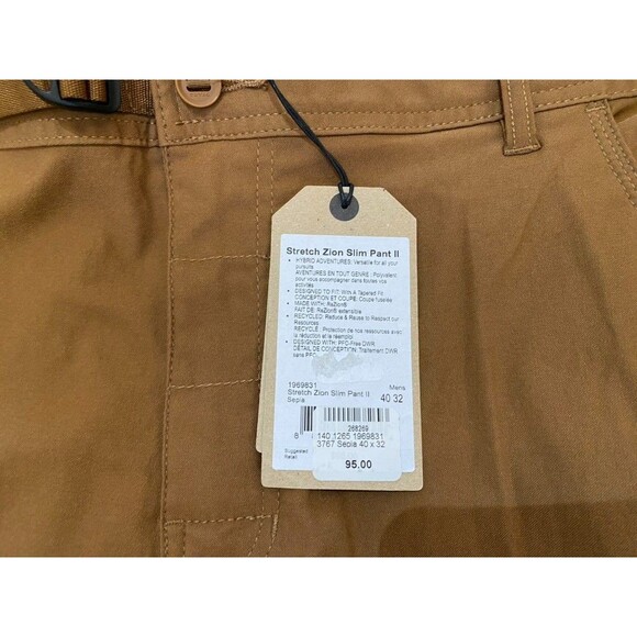 Prana Zion Cargo Pants II Mens 40X32 Belted Brown Straight Outdoor Hiking NEW - Picture 4 of 10